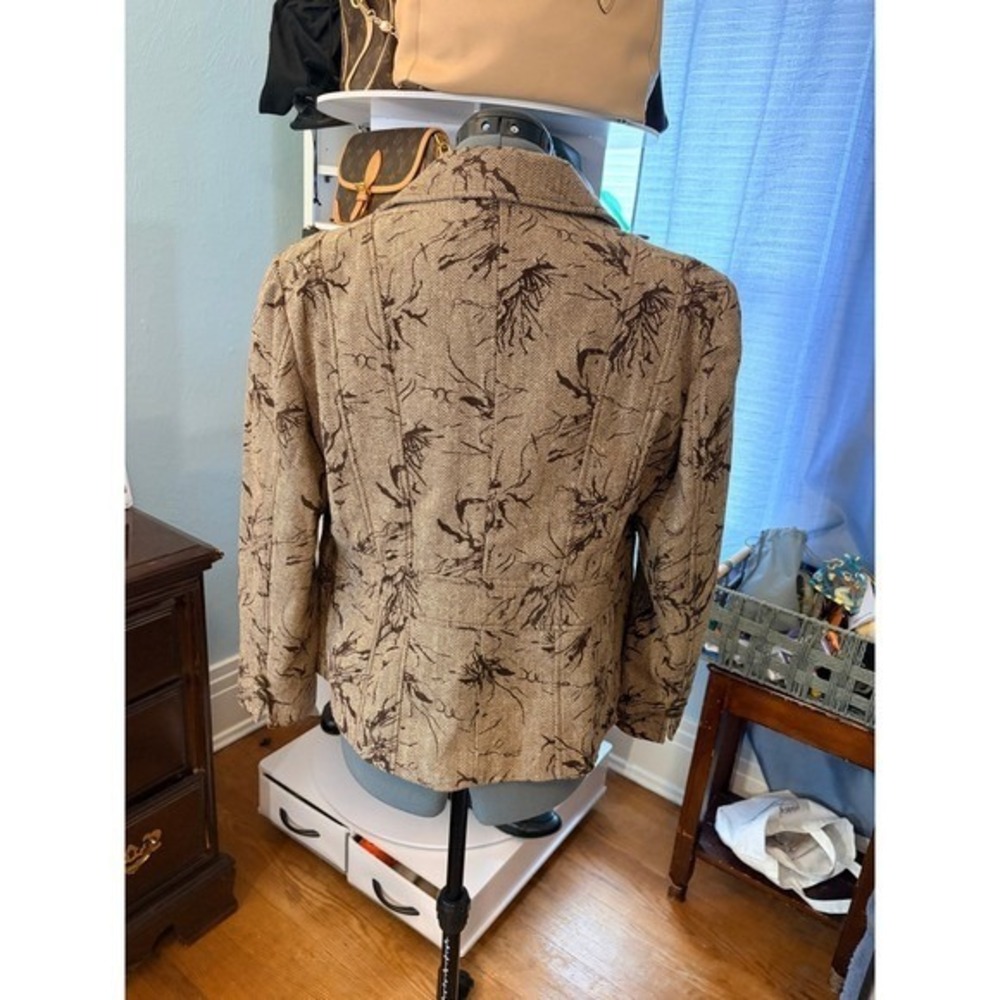 Coldwater Creek Blazer Petite 14 Herringbone Brown Academic Business Classic - Picture 2 of 10